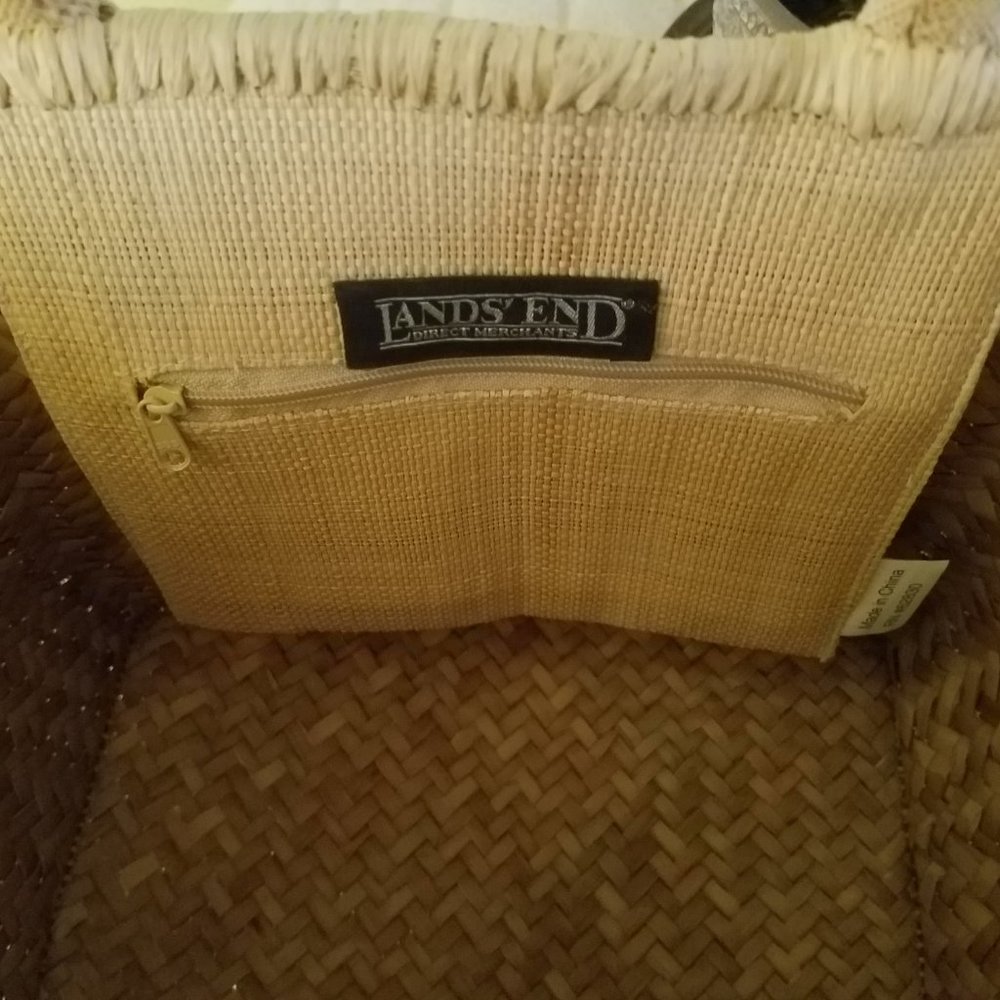 New Lands' End Straw Pattern Tote Bag - Picture 4 of 10